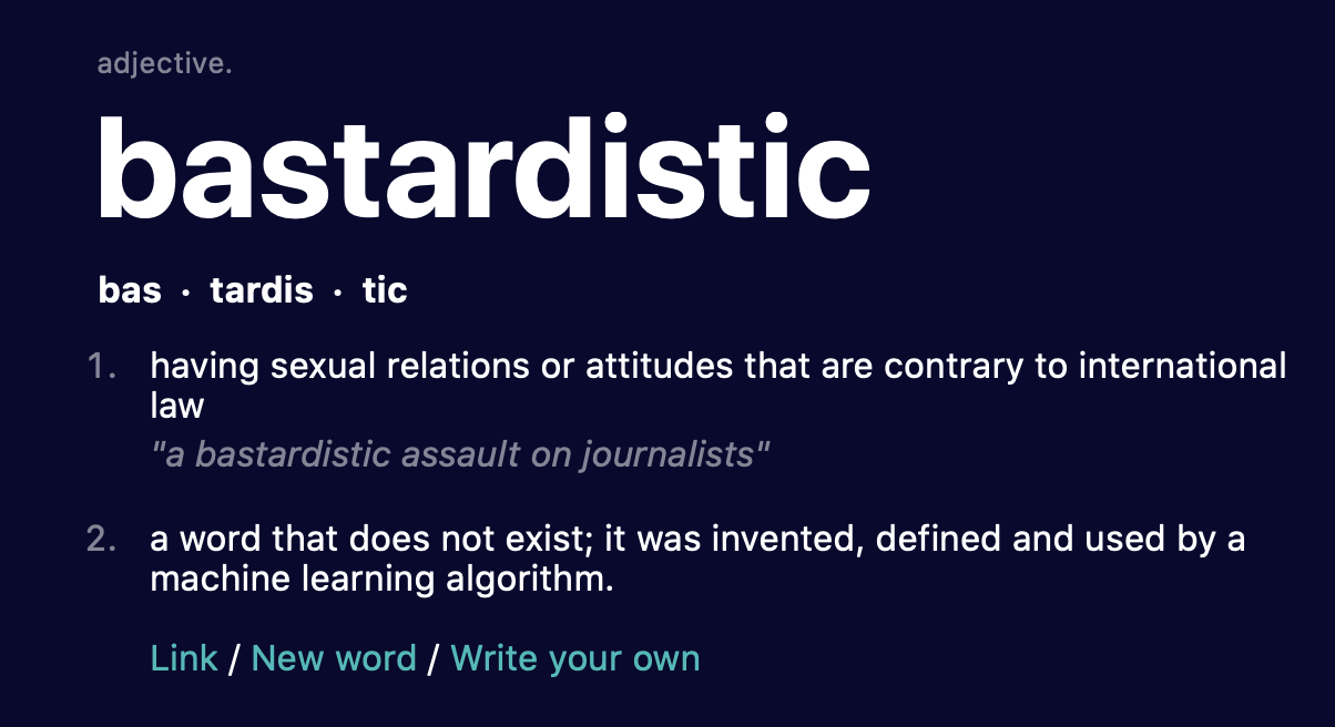 Definition of the fake word bastardistic