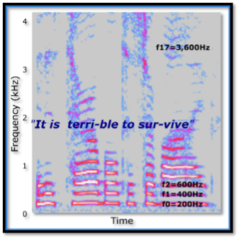 Spectrogram of the spoken sentence “It is terrible to survive”