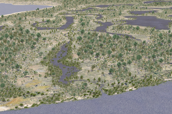 Perth, Australia as it might have been seen from above in 1829.