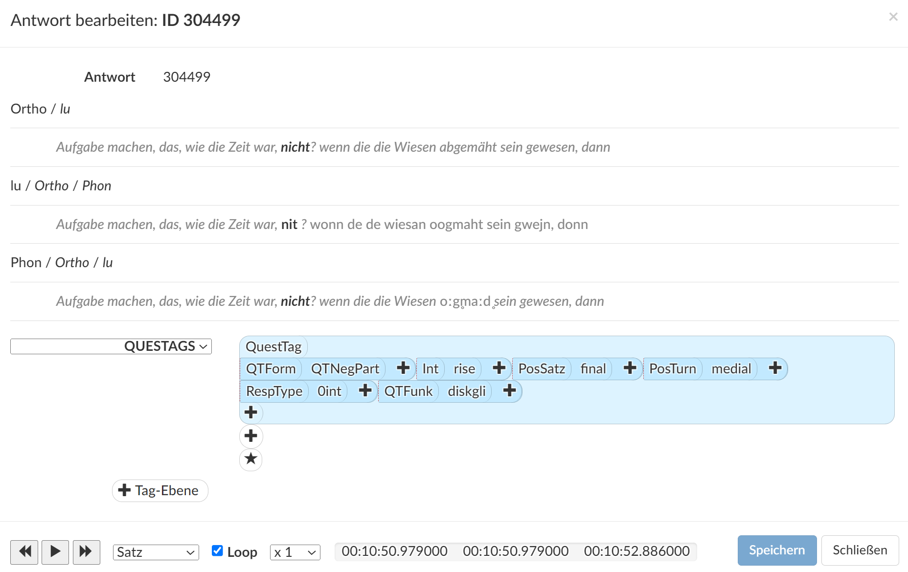 A screenshot showing the tagging of a specific example.