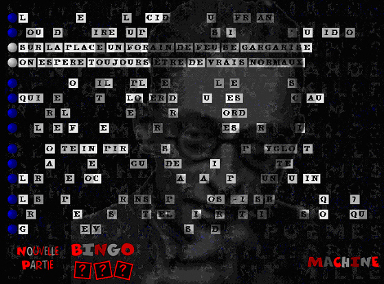 Individual letters floating over a blurred portrait