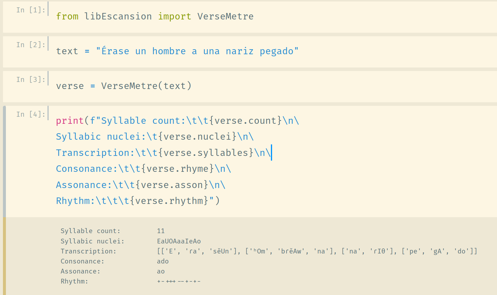 Example of use.
