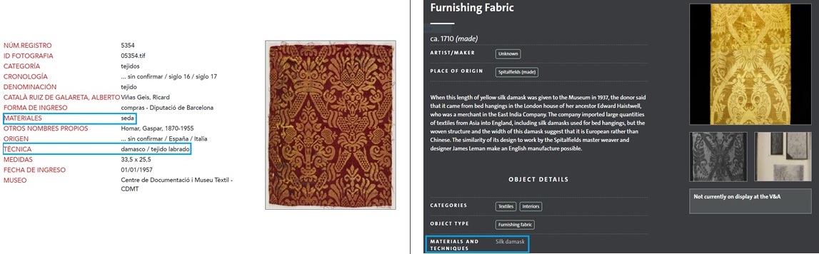 side-by-side screenshots of museum webpages