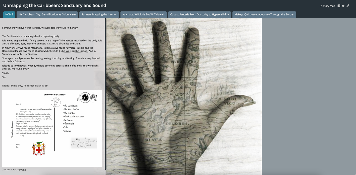 Screenshot of the landing page of the _Unmapping the Caribbean_ project.